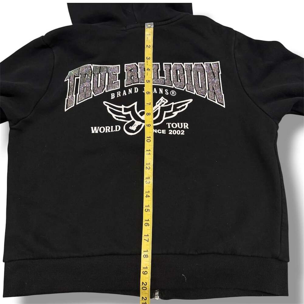 True Religion Crystal Zip Hoodie Size Large Black - Picture 5 of 5